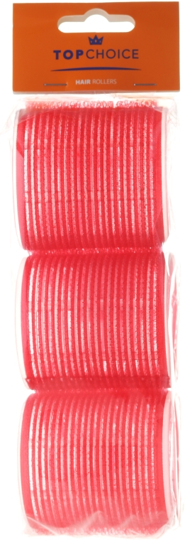 Wałki z rzepem do włosów, śr. 60 mm, 3 szt., 0607, czerwone - Top Choice — Zdjęcie N1