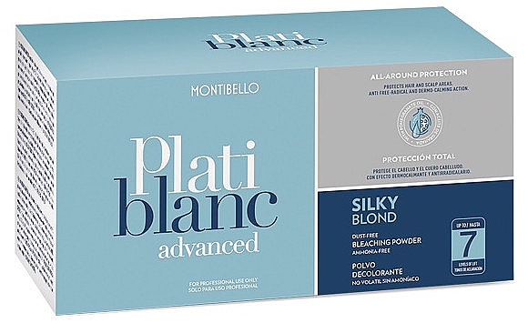 Puder do rozjaśniania włosów, 7 tonów - Montibello Platiblanc Advanced Silky Blond Bleaching Powder 7 — Zdjęcie N1
