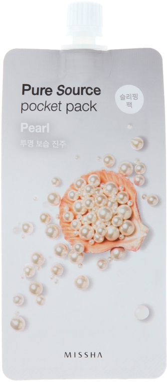Rozjaśniająca maseczka na noc z ekstraktem z pereł - Missha Pure Source Pocket Pack Pearl