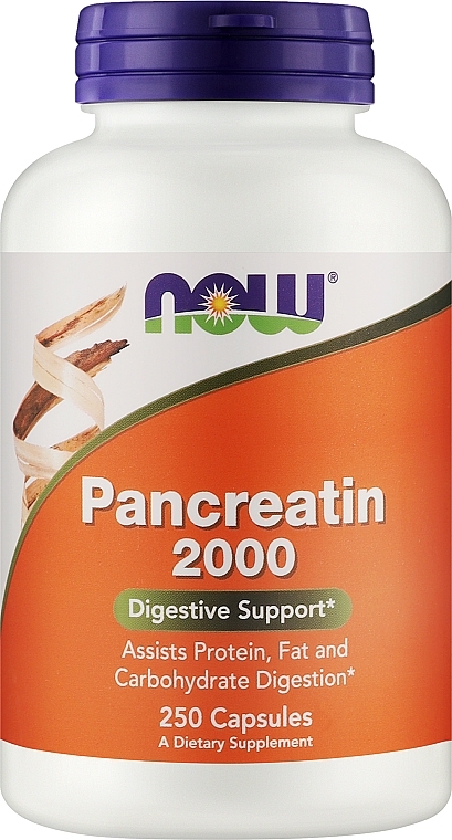 Pankreatyna w kapsułkach 10 x 200 mg - Now Foods Pancreatin — Zdjęcie N1