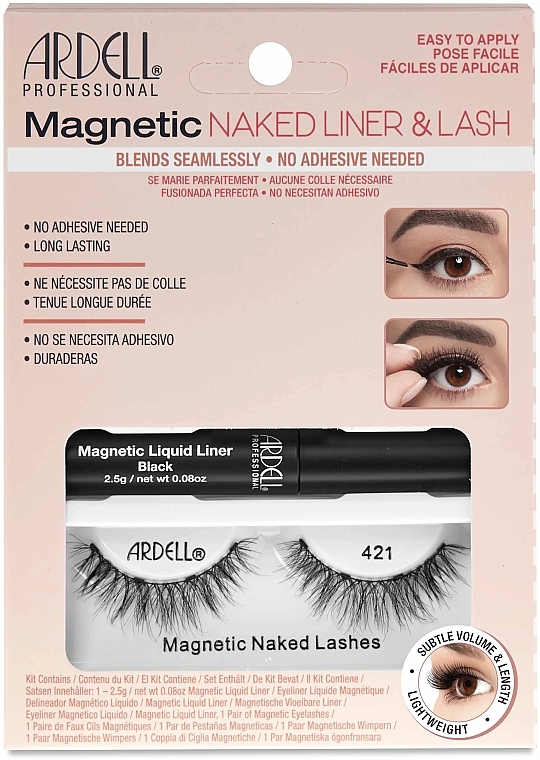 Zestaw - Ardell Magnetic Naked Liner & Lash 421 (eye/liner/2.5g + lashes/2pc) — Zdjęcie N1