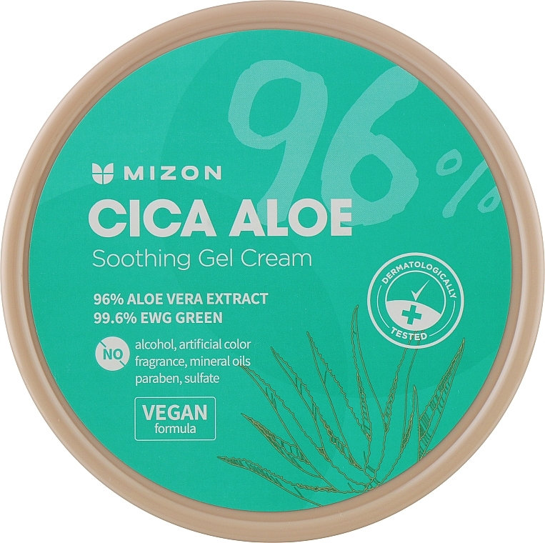Kojący żel-krem do twarzy i ciała z aloesem - Mizon Cica Aloe 96% Soothing Gel Cream — Zdjęcie N1