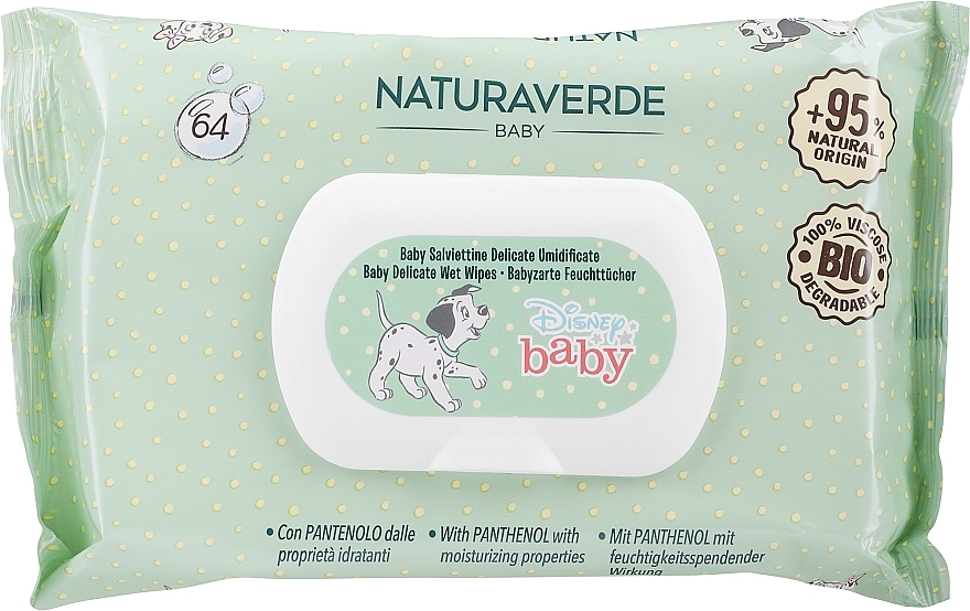 Chusteczki dla dzieci, 64 szt. - Naturaverde Baby Disney Bio Delicate Wipes Dumbo — Zdjęcie N1