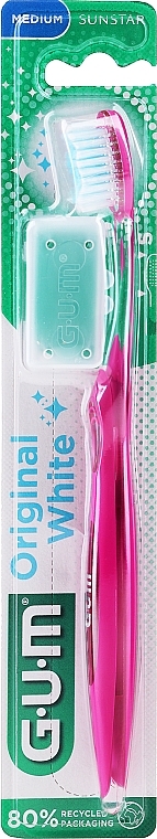 Szczoteczka do zębów, średnia, fuksja - G.U.M OriginalWhite Toothbrush Medium — Zdjęcie N1