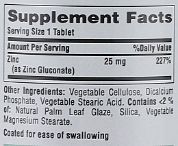 Suplement diety Cynk, 25 mg - Puritan's Pride Zinc Gluconate — Zdjęcie N3