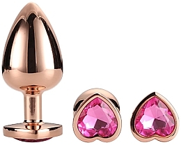 Zestaw korków analnych w kształcie serca, 3 szt. - Dream Toys Gleaming Love Rose Gold Plug Set  — Zdjęcie N2