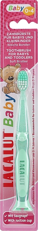 Szczoteczka do zębów Baby z misiem, 0-4 lat, zielona - Lacalut Baby Toothbrush For Babys & Toddlers — Zdjęcie N1