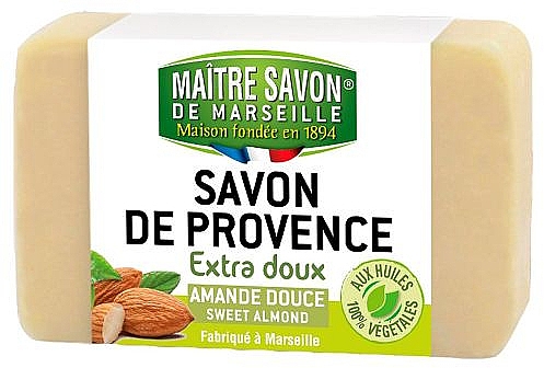 Mydło ze słodkich migdałów - Maitre Savon De Marseille Savon De Provence Almond Soap Bar — Zdjęcie N1