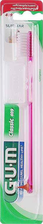 Szczoteczka do zębów Classic 409, miękka, malinowa - G.U.M Soft Compact Toothbrush — Zdjęcie N1