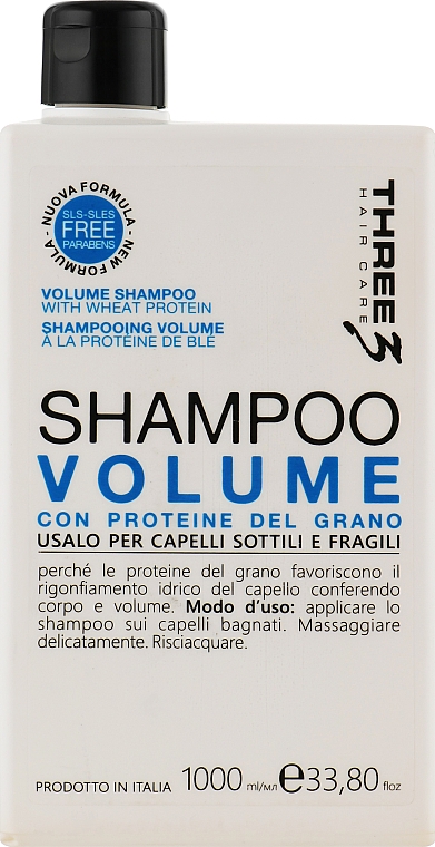 Szampon zwiększający objętość włosów z białkiem pszenicy - Faipa Roma Three Hair Care Volume Shampoo — Zdjęcie N3