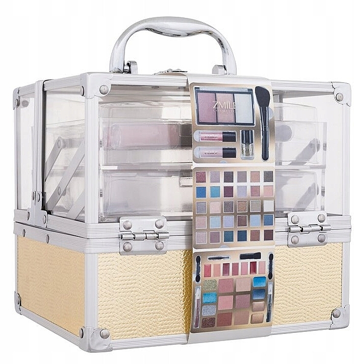 Zestaw do makijażu w złoto-przezroczystym etui - Zmile Cosmetics Glam Beauty Make Up Case — Zdjęcie N1