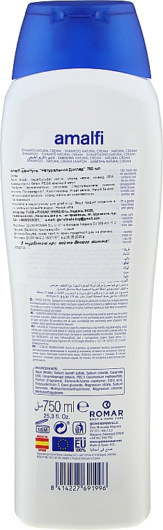 Szampon do włosów, Naturalny krem - Amalfi Natural Cream Shampoo — Zdjęcie N2