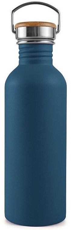 Butelka na wodę ze stali nierdzewnej z bambusową nasadką, 750 ml, niebieska - Bambaw — Zdjęcie N1
