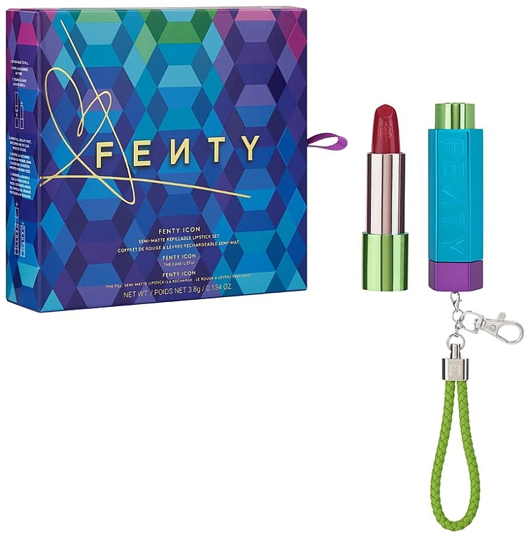Zestaw - Fenty Beauty Icon Semi-Matte Refillable Lipstick Set (lipstick/3.8g + acces) — Zdjęcie N1
