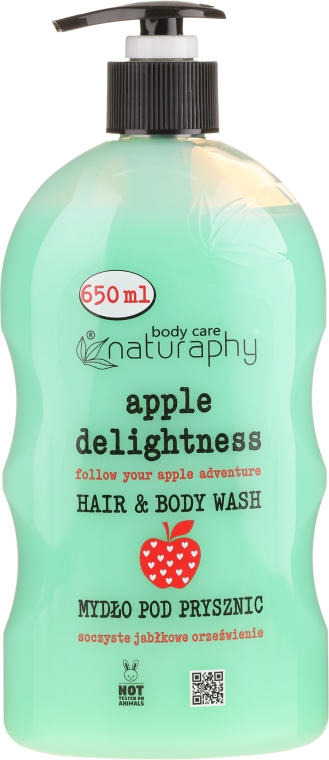 Jabłkowe mydło pod prysznic do włosów i ciała z aloesem - Naturaphy — Zdjęcie N1