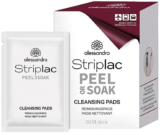 Chusteczki do usuwania lakieru do paznokci - Alessandro International Striplac Peel Or Soak Cleansing Pads  — Zdjęcie N1