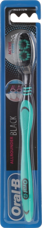 Zielona szczoteczka do zębów Kompleksowe oczyszczenie, średnia twardość - Oral-B Allrounder Black Medium Toothbrush — Zdjęcie N1