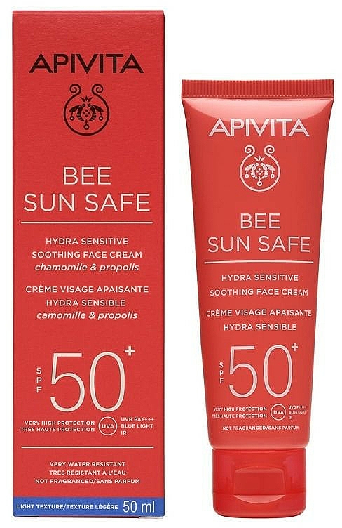 Krem do opalania ciała dla skóry wrażliwej SPF 50+ - Apivita Bee Sun Safe Hydra Sensitive Soothing Face Cream SPF50 — Zdjęcie N1