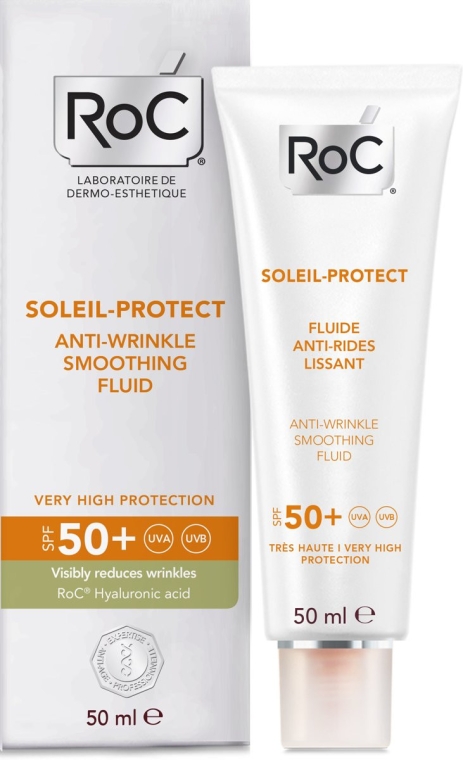 Przeciwzmarszczkowy fluid wygładzający do twarzy - RoC Soleil Protect Anti-Wrinkle Smoothing Fluid SPF50 — Zdjęcie N1