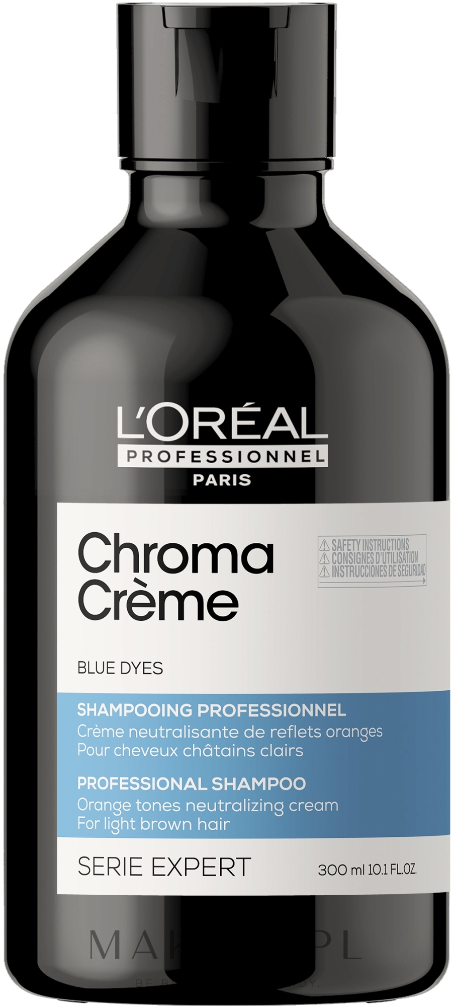 Szampon do włosów jasnobrązowych neutralizujący pomarańczowe tony - L'Oreal Professionnel Serie Expert Chroma Creme Professional Shampoo Blue Dyes — Zdjęcie 300 ml