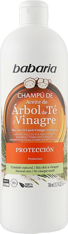 Szampon dla dzieci z ekstraktem z octu quassia i olejkiem z drzewa herbacianego - Babaria Vinegar Extract And Tea Tree Oil Shampoo — Zdjęcie N1