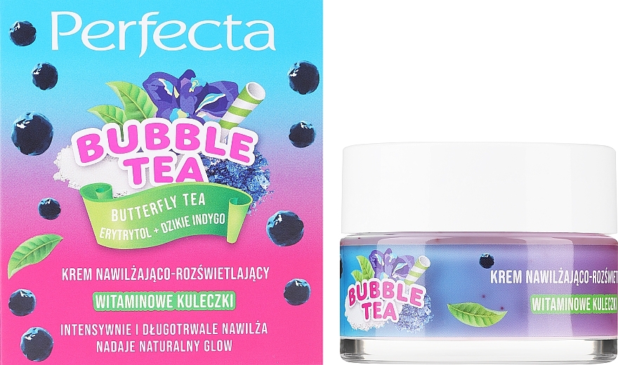 Nawilżający i rozjaśniający krem do twarzy - Perfecta Bubble Tea Butterfly Tea — Zdjęcie N2