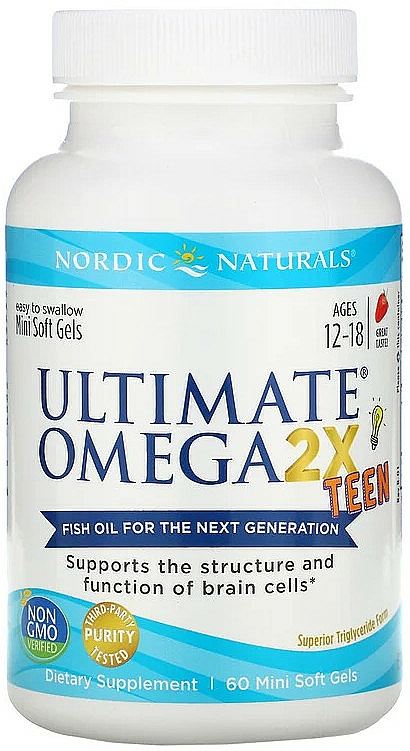 Suplement diety dla nastolatków Omega 2x o smaku truskawkowym - Nordic Naturals Ultimate Omega 2X Teen — Zdjęcie N1