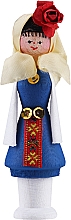 Aromatyczny olejek w ozdobnym opakowaniu, niebieska sukienka + biała chusta z czerwonym kwiatem - Bulgarian Rose Girl — Zdjęcie N1