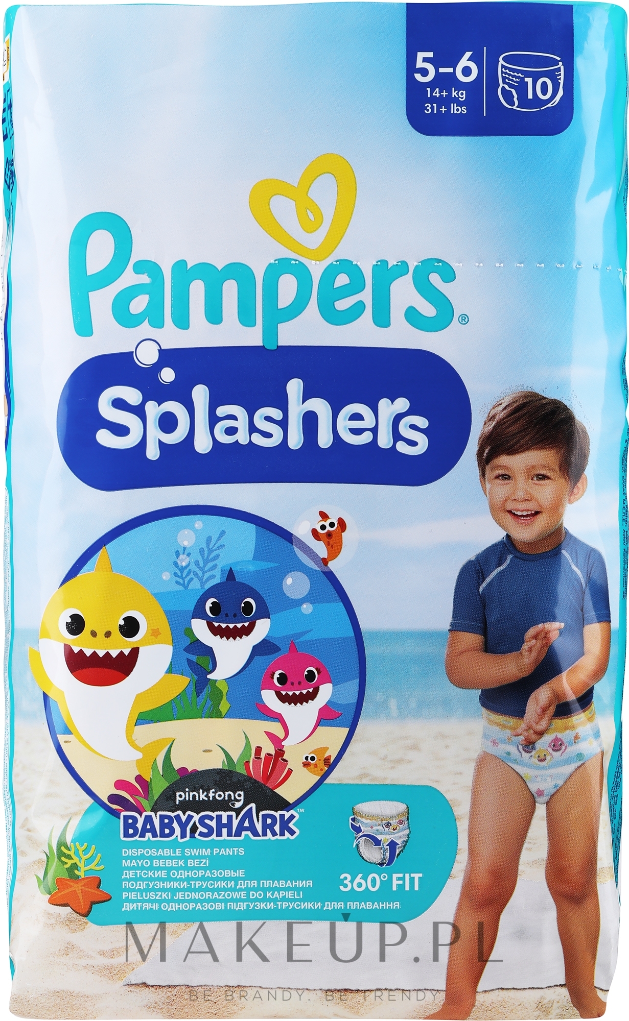 Pieluchomajtki do pływania, rozmiar 5-6 (12-17 kg), 10 szt. - Pampers Splashers — Zdjęcie 10 szt.