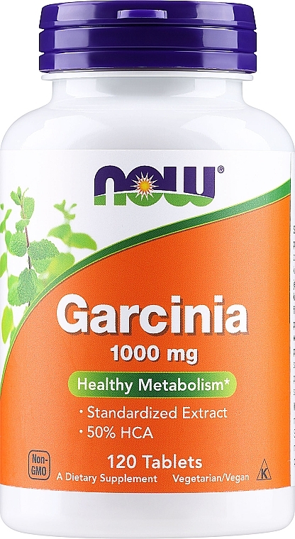 Garcinia w tabletkach - Now Foods Garcinia, 1000mg  — Zdjęcie N1