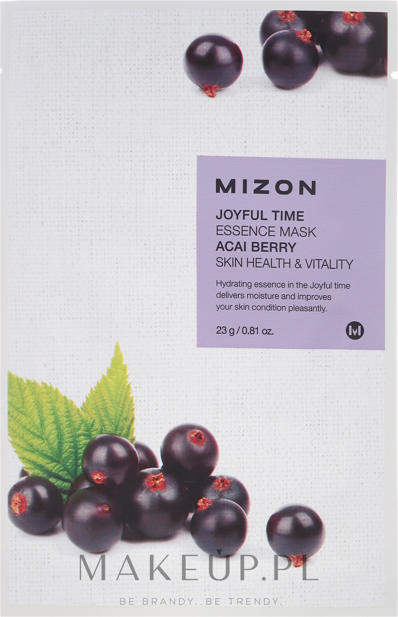 Witalizująca maska na tkaninie z ekstraktem z jagód acai - Mizon Joyful Time Essence Mask Acai Berry — Zdjęcie 23 g