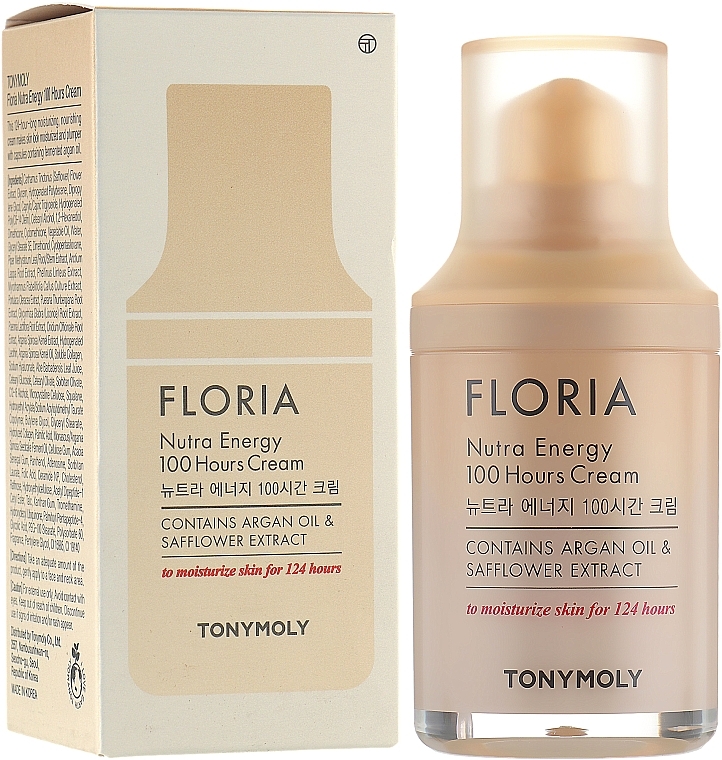 Nawilżający krem do twarzy z olejkiem arganowym - Tony Moly Floria Nutra Energy 100 Hours Cream