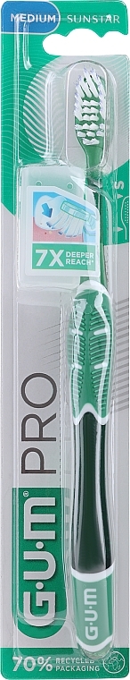 Szczoteczka do zębów Technique Pro o średniej twardości, zielona - G.U.M Medium Compact Toothbrush — Zdjęcie N1