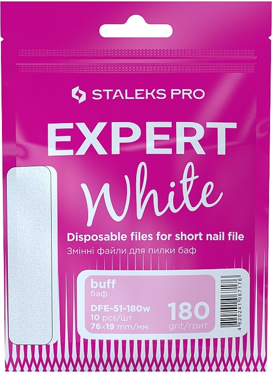Zestaw wyjmowanych pilników do manicure, ziarnistość 180, DFE-51-180W - Staleks Pro Expert White — Zdjęcie N1
