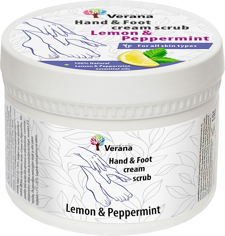 Ochronny krem-peeling do dłoni i stóp Cytryna i mięta - Verana Protective Hand & Foot Cream-scrub Lemon & Peppermint — Zdjęcie N1