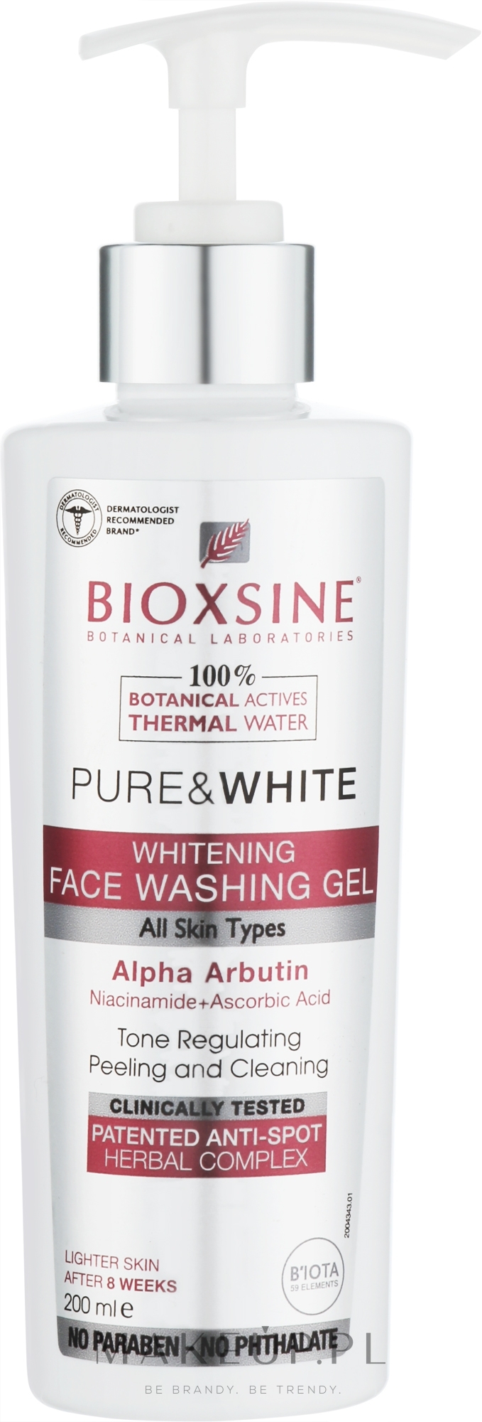 Żel wybielający do mycia twarzy - Bioxine Pure & White Whitening Face Washing Gel — Zdjęcie 200 ml
