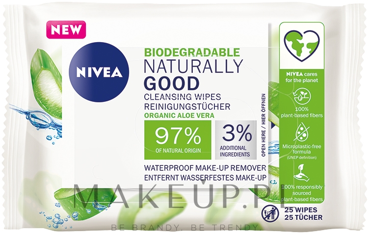 Aloesowe chusteczki do mycia twarzy - NIVEA Naturally Good Wipes  — Zdjęcie 25 szt.