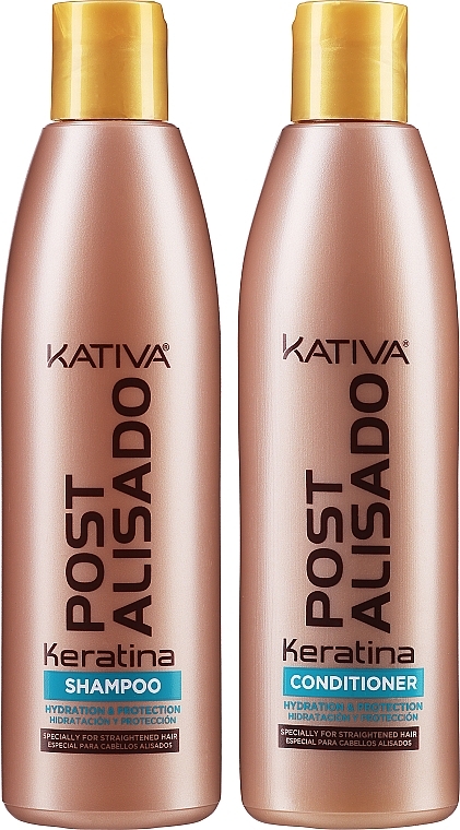 Zestaw podarunkowy - Kativa Straightening Post Treatment Keratin (shm 250 ml + cond 250 ml) — Zdjęcie N2