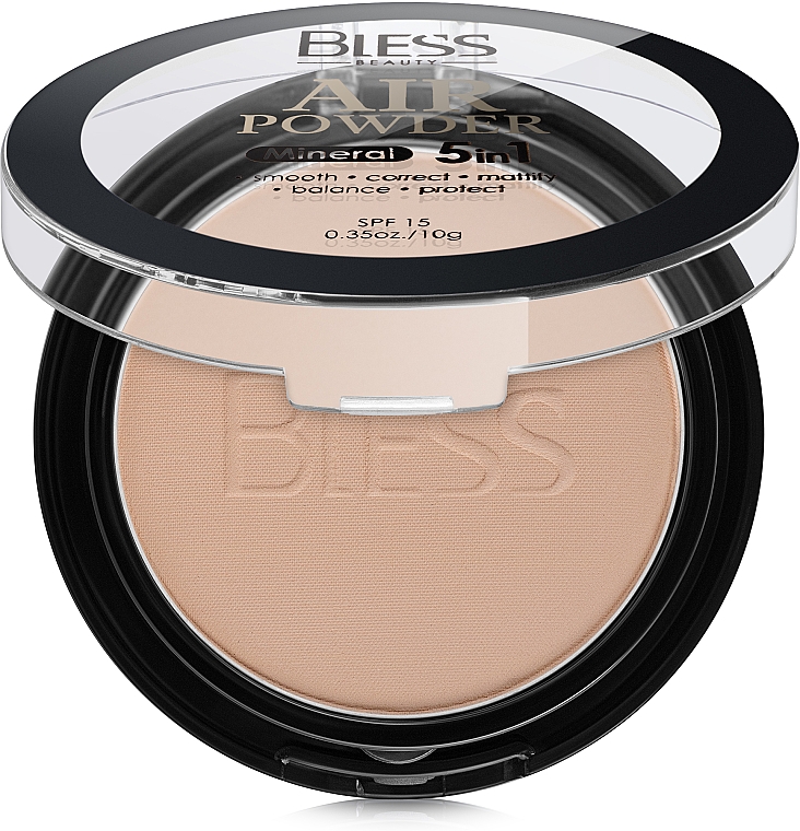 Puder w kompakcie do twarzy - Bless Beauty 5in1 Mineral Air Powder SPF 15