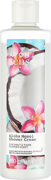 Kremowy żel pod prysznic Kokos i gardenia tahitańska - Avon Senses Aloha Monoi Coconut & Tiare Flower Scent Shower Cream — Zdjęcie N1