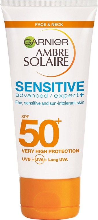 Ochronny krem do twarzy - Garnier Ambre Solaire Sensitive Advanced Face Cream SPF50 — Zdjęcie N1