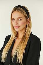 Opaska do włosów, czarna Fold Pattern - MAKEUP Hair Hoop Band Leather Black — Zdjęcie N3