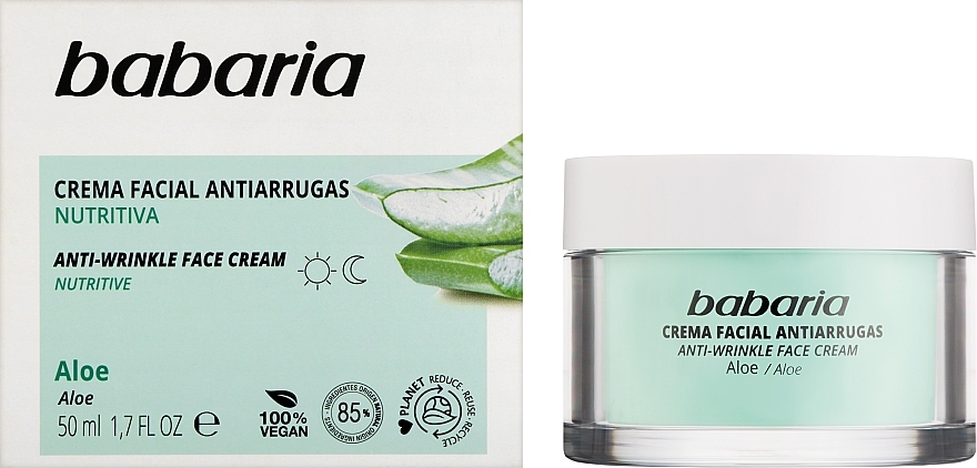 Przeciwzmarszczkowy krem do twarzy z aloesem - Babaria Aloe Vera Anti-Wrinkle Face Cream — Zdjęcie N2
