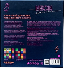 Paletka cieni do powiek - Parisa Cosmetics Neon Demon Eyeshadow Palette — Zdjęcie N7