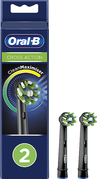 Wymienne końcówki do szczoteczki elektrycznej, 2 szt. - Oral-B Cross Action Black Power Toothbrush Refill Heads — Zdjęcie N1