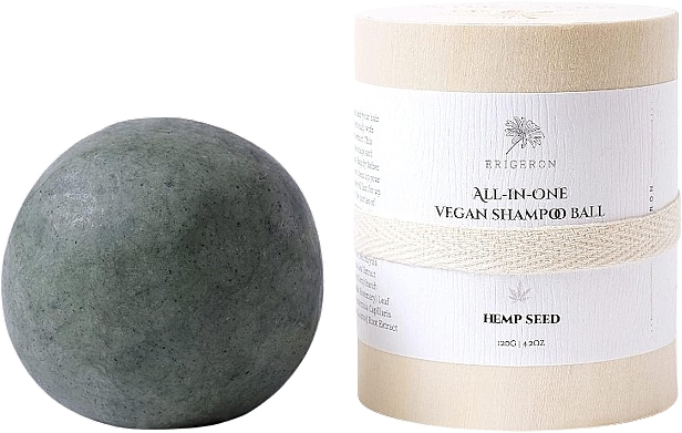 Szampon w kostce Hemp Seed - Erigeron All in One Vegan Shampoo Ball Hemp Seed — Zdjęcie N1