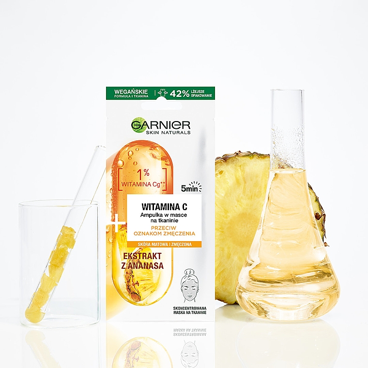 Ampułka w masce na tkaninie przeciw oznakom zmęczenia z witaminą C i ekstraktem z ananasa - Garnier Skin Naturals  — Zdjęcie N2