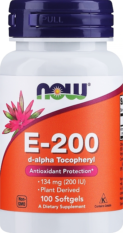 Witamina E-200 - Now Foods Natural Vitamin E-200 D-Alpha Tocopheryl Softgels — Zdjęcie N1
