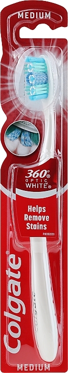 Szczoteczka do zębów 360, średnia, biała z fioletowym - Colgate 360 Max White One Medium Toothbrush — Zdjęcie N1