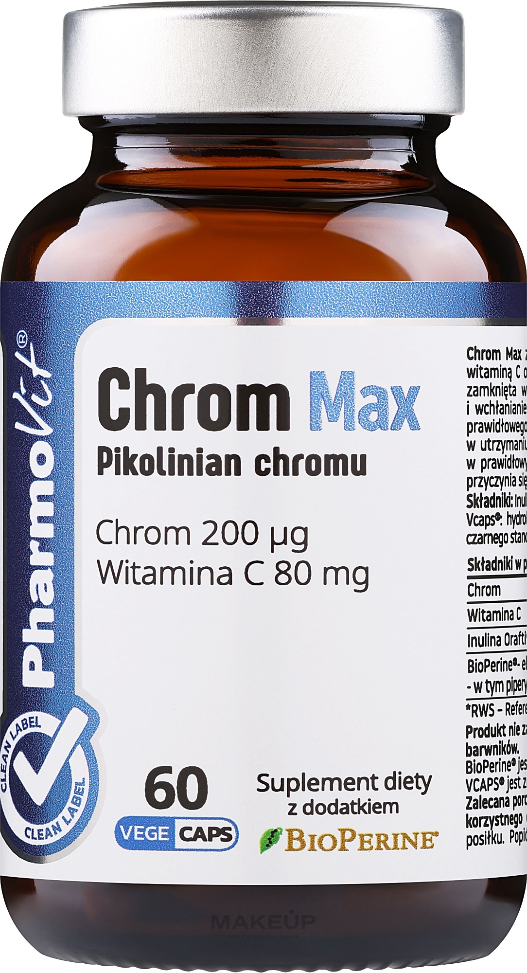 Suplement diety Chrom max - Pharmovit Clean Label Chrom Max — Zdjęcie 60 szt.